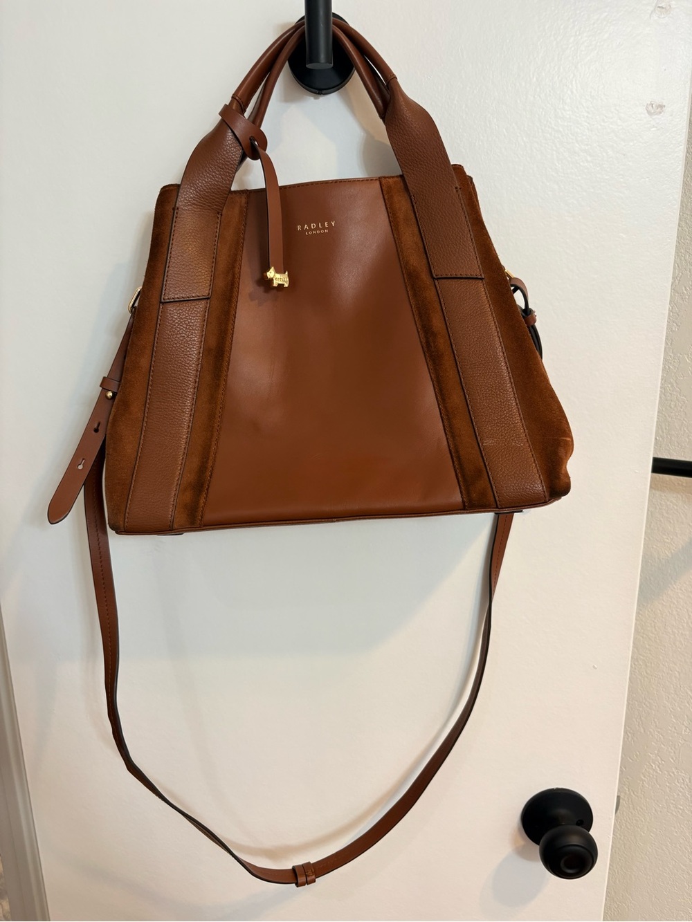 London Brown Leather & Suede Tote Bag